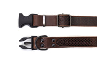 Celtic Sport Chocolate Leather Dog Collar - BIG FRENCHIES