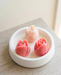 Tulip Trio Candle in Artisan Jesmonite Bowl