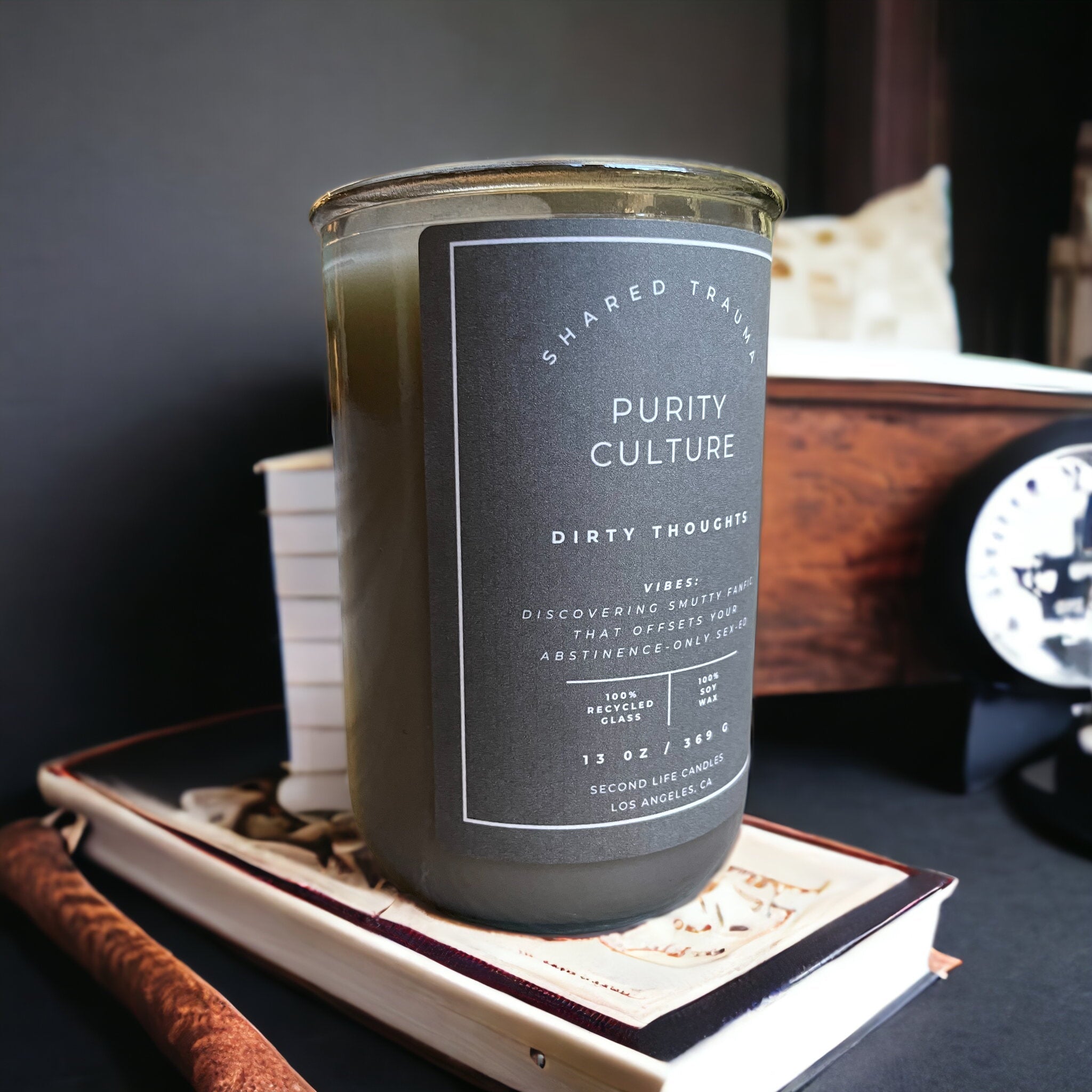 Shared Trauma Candles - Purity Culture - 13 Oz Crackling Wood Wick - Lavender & Smoked Vanilla - BIG FRENCHIES