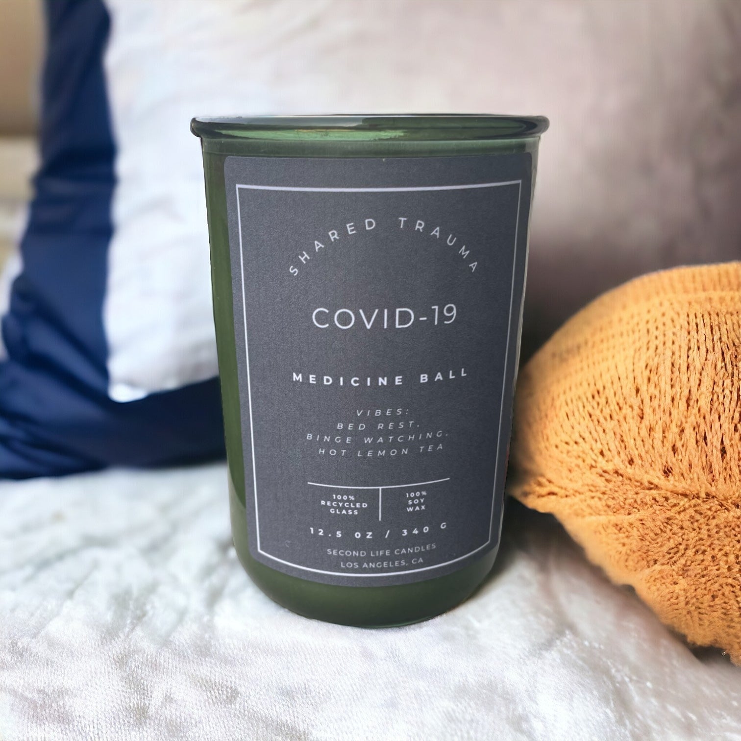 Shared Trauma Candles - Covid-19 - 13 Oz Crackling Wood Wick - Lemon, Peach, and Mint Tea - BIG FRENCHIES