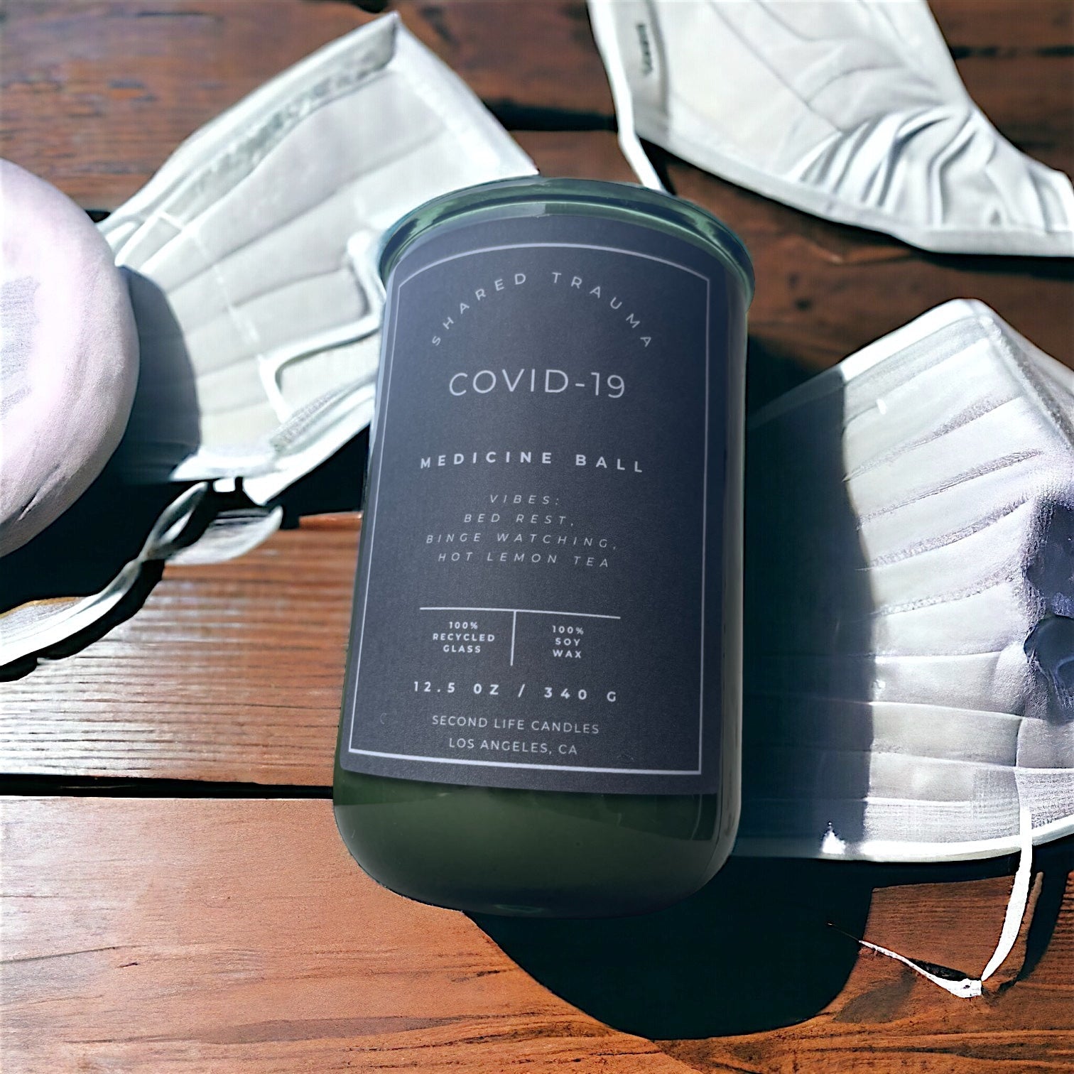 Shared Trauma Candles - Covid-19 - 13 Oz Crackling Wood Wick - Lemon, Peach, and Mint Tea - BIG FRENCHIES