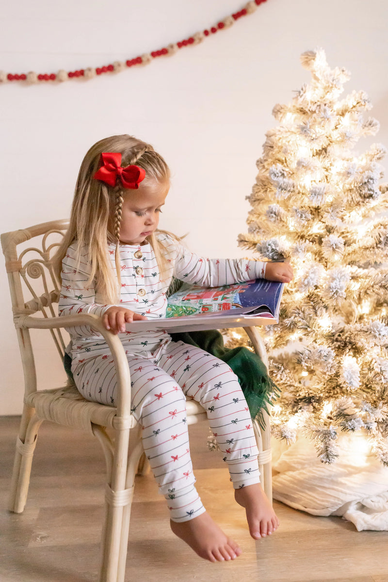 Tied with a Bow Christmas 2pc Henley Bamboo Pajamas - BIG FRENCHIES