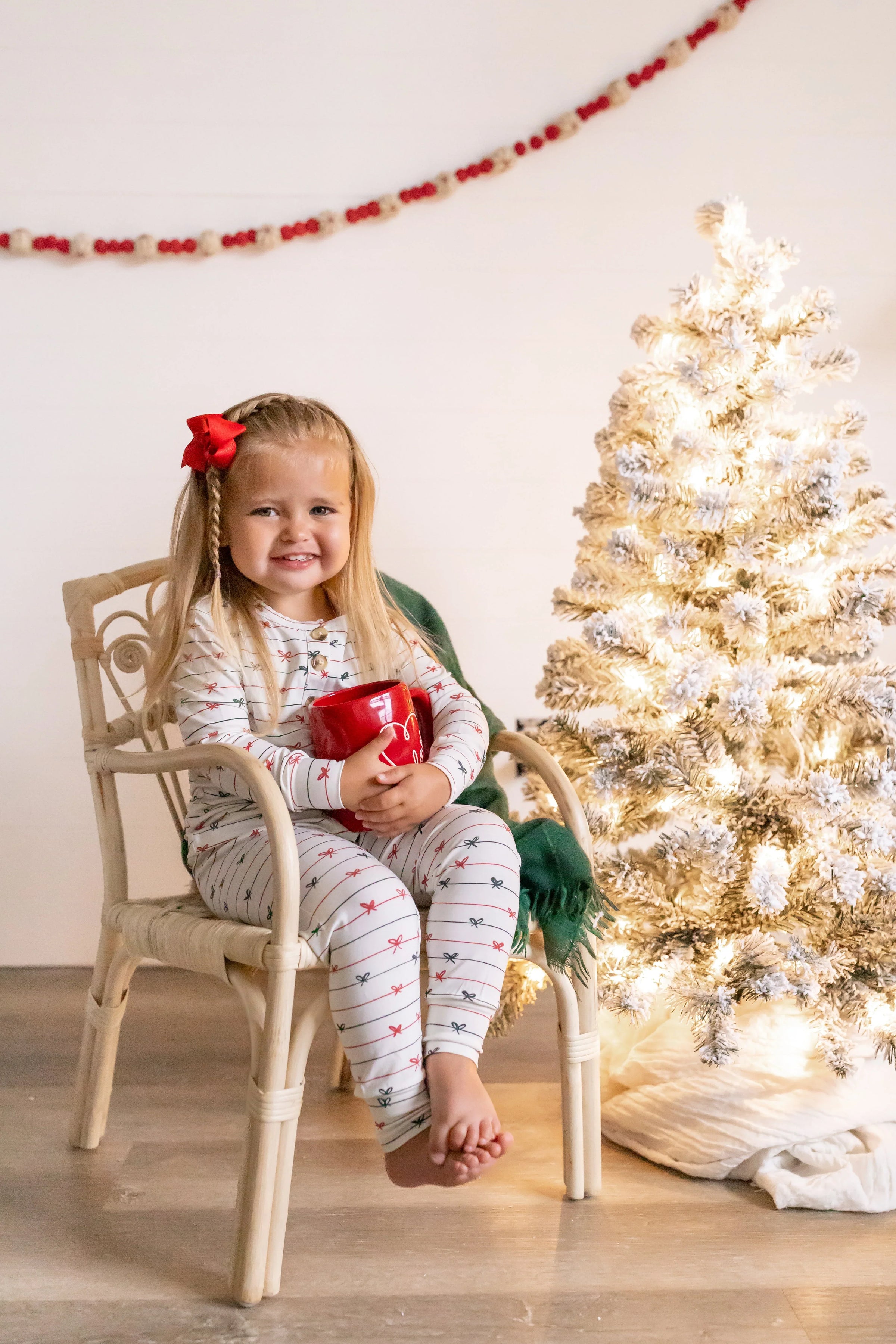 Tied with a Bow Christmas 2pc Henley Bamboo Pajamas - BIG FRENCHIES