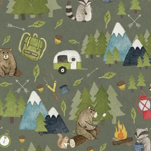 Camping Bears Splash Mat - A Waterproof Catch-All for Highchair Spills and More!