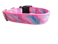 Textured Pink Leaves Nylon Dog Collar