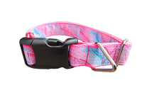 Textured Pink Leaves Nylon Dog Collar