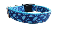 Blue Dinosaur Nylon Dog Collar