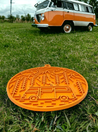 Camp eMat - Enrichment Lick Mat For Dogs and Cats - with Suction Cups | Retro Van Design | USA Made - BIG FRENCHIES