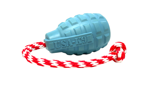 USA-K9 Grenade Shaped Rubber Dog Toy - Chew, Treat Dispenser & Tug Toy | USA - BIG FRENCHIES