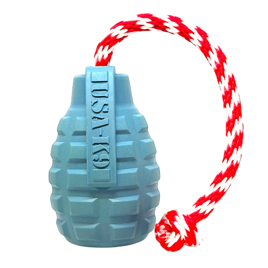 USA-K9 Grenade Shaped Rubber Dog Toy - Chew, Treat Dispenser & Tug Toy | USA - BIG FRENCHIES