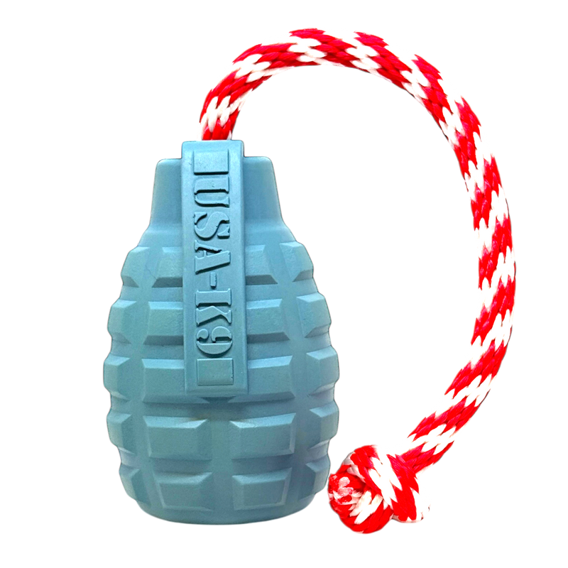 USA-K9 Grenade Shaped Rubber Dog Toy - Chew, Treat Dispenser & Tug Toy | USA - BIG FRENCHIES