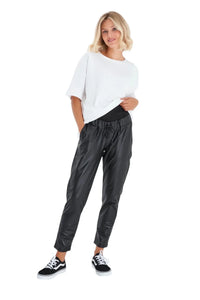 Comfy Cool Foldover Waistband Faux Leather Maternity Jogger Pants - BIG FRENCHIES