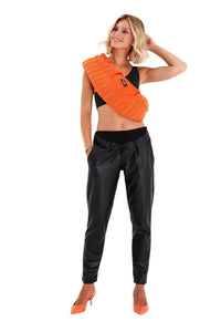 Comfy Cool Foldover Waistband Faux Leather Maternity Jogger Pants - BIG FRENCHIES