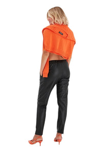 Comfy Cool Foldover Waistband Faux Leather Maternity Jogger Pants - BIG FRENCHIES