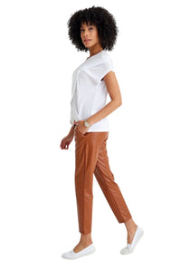 Comfy Cool Foldover Waistband Faux Leather Maternity Jogger Pants - BIG FRENCHIES