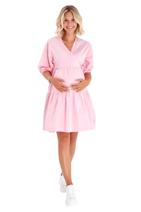 Waterfall Tie Waist A-Line Maternity/Nursing Wrap Dress