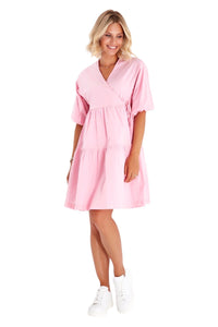 Waterfall Tie Waist A-Line Maternity/Nursing Wrap Dress