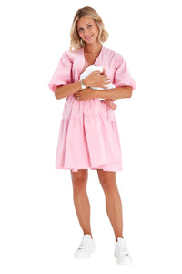 Waterfall Tie Waist A-Line Maternity/Nursing Wrap Dress