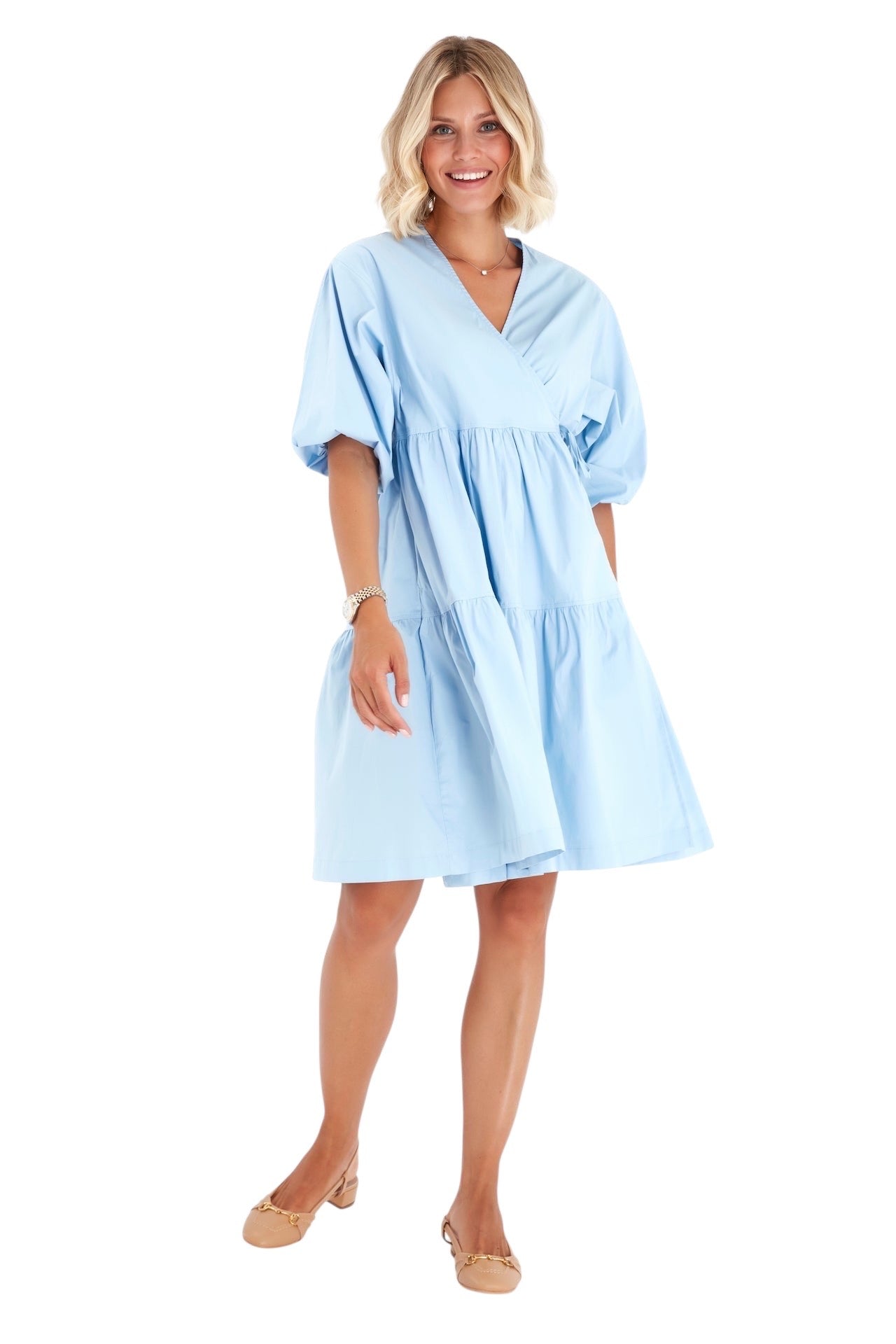 Waterfall Tie Waist A-Line Maternity/Nursing Wrap Dress
