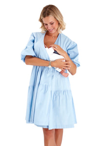 Waterfall Tie Waist A-Line Maternity/Nursing Wrap Dress