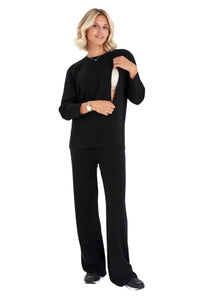 Effortless Elegance Set with Rib Side Zip Long Sleeve Maternity/Nursing Top & Lounge Pants - BIG FRENCHIES