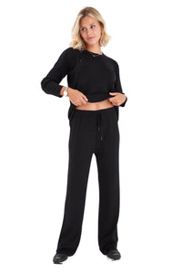 Effortless Elegance Set with Rib Side Zip Long Sleeve Maternity/Nursing Top & Lounge Pants - BIG FRENCHIES