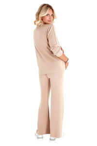 Effortless Elegance Set with Rib Side Zip Long Sleeve Maternity/Nursing Top & Lounge Pants - BIG FRENCHIES