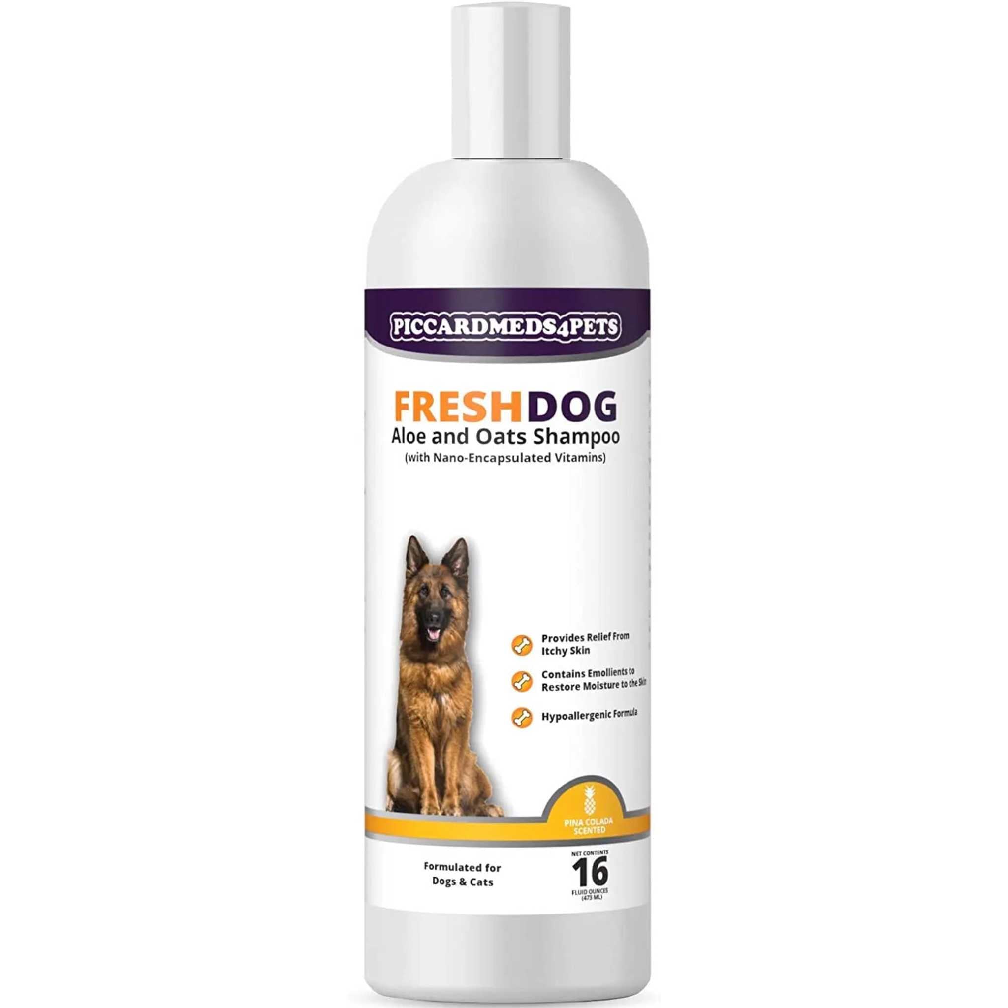 Piccardmeds4pets Fresh Dog Aloe and Oats Shinny Coat Shampoo 16 oz. + FREE Bandana!