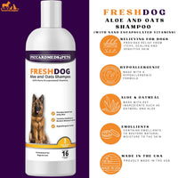 Piccardmeds4pets Fresh Dog Aloe and Oats Shinny Coat Shampoo 16 oz. + FREE Bandana!