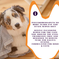 Piccardmeds4pets No More Tears Eye and Stain Wipes for Pets 60CT + FREE Bandana!