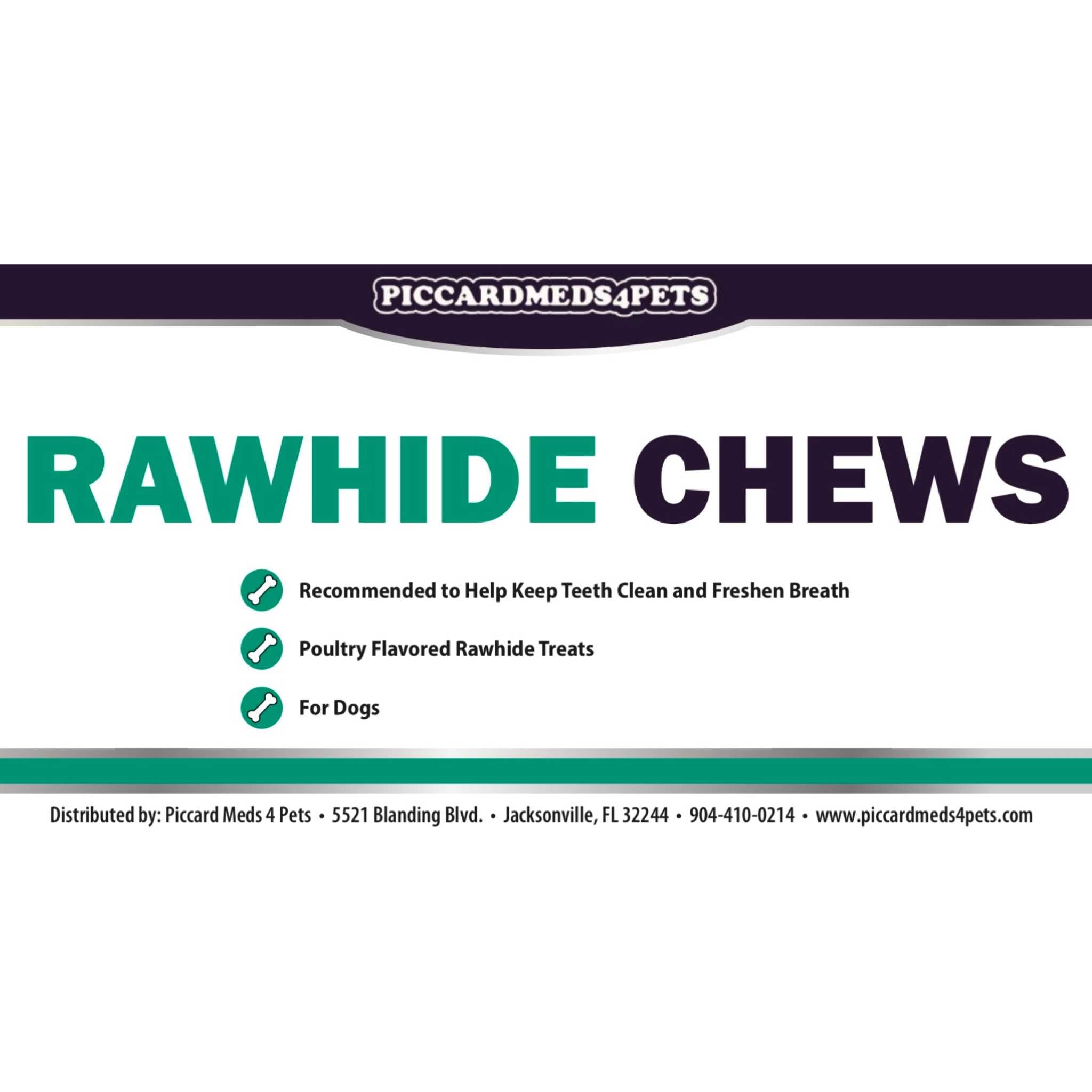Piccardmeds4pets Rawhide Dental Chews for Medium Dogs 11-25lbs Poultry Flavor + FREE Bandana!