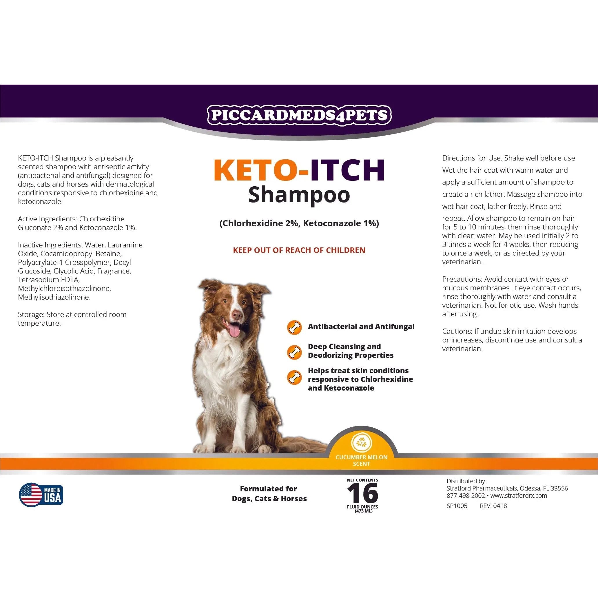 Piccardmeds4pets Keto-Itch Relief Medicated Shampoo Pet Dog 16 oz. + FREE Bandana!