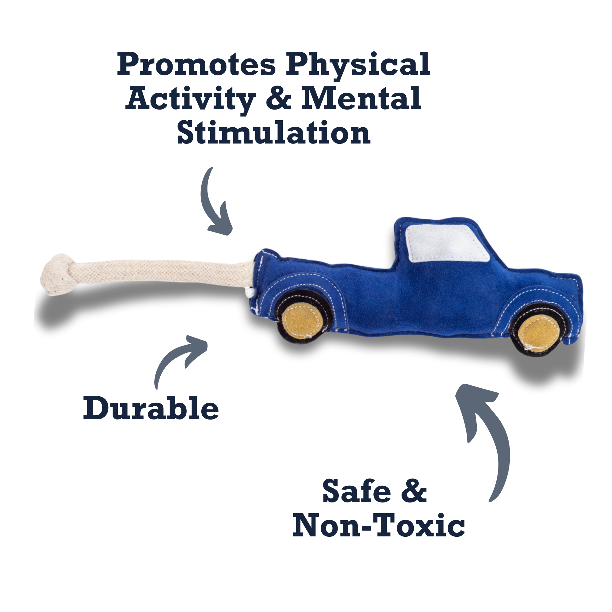 Country Living Faux Leather Blue Pickup Truck Dog Chew Toy, Durable, Safe and Non-Toxic - BIG FRENCHIES