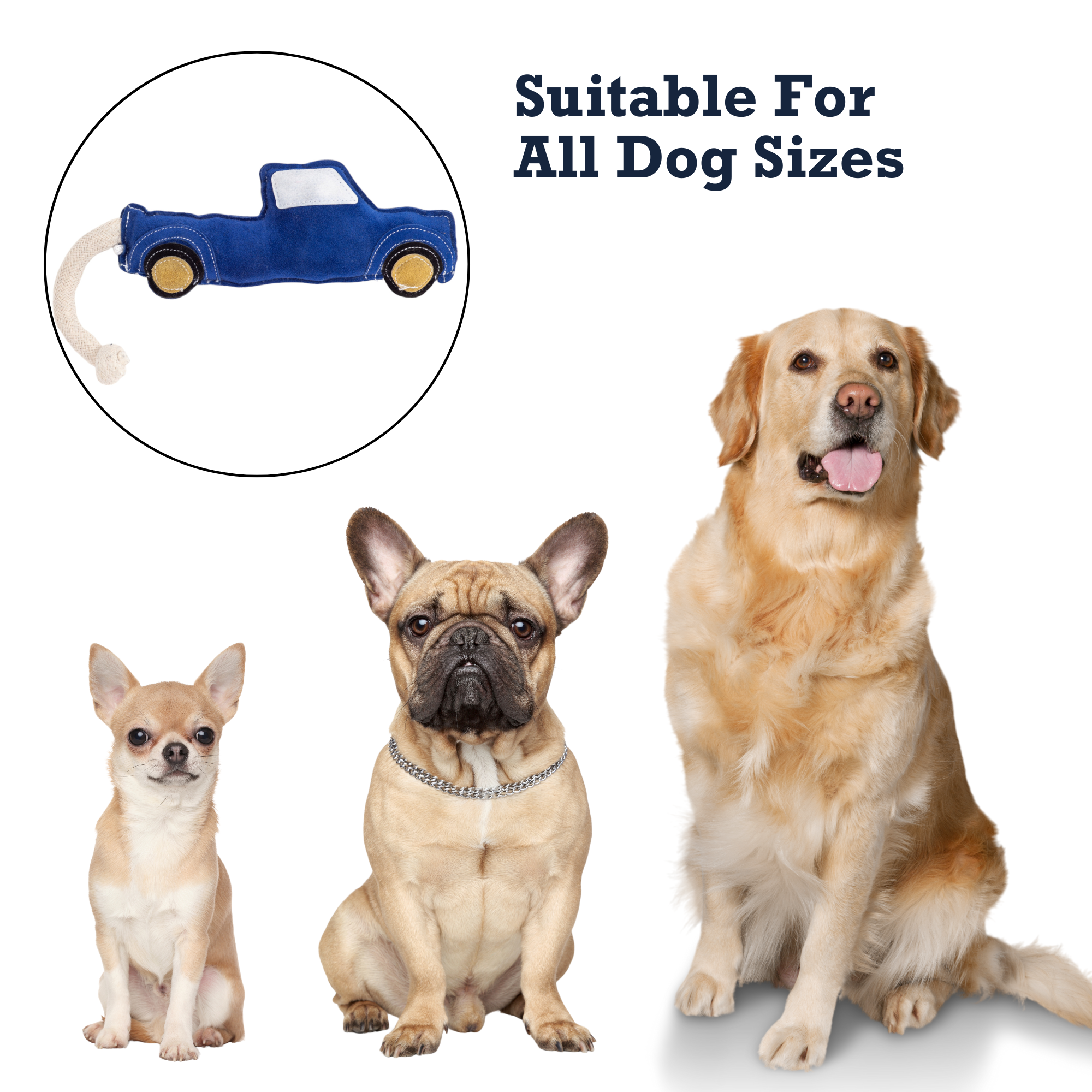 Country Living Faux Leather Blue Pickup Truck Dog Chew Toy, Durable, Safe and Non-Toxic - BIG FRENCHIES