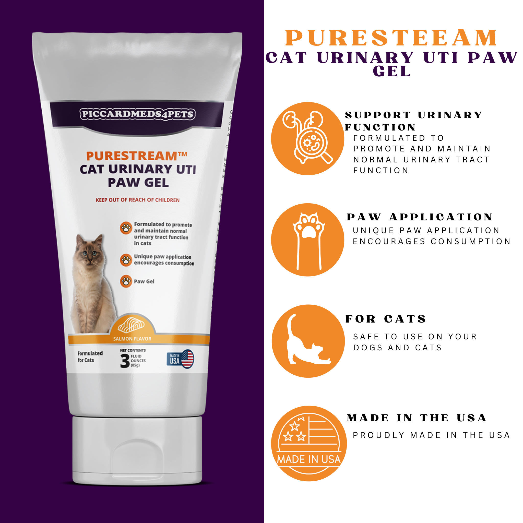 Piccardmeds4pets PureStream Cat Urinary UTI Paw Gel 3 oz.