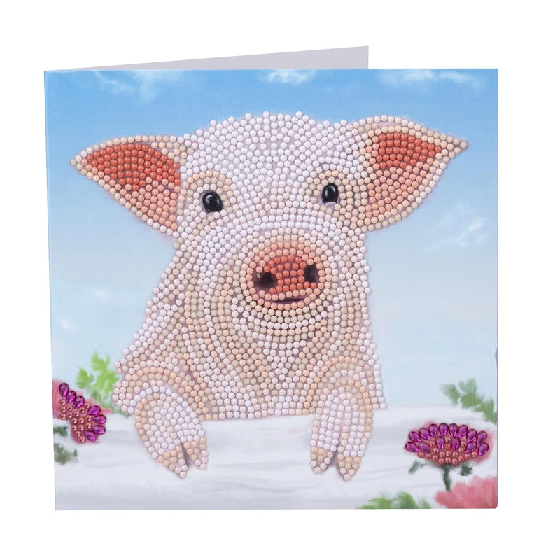 Pig on the Fence Crystal Art Card Kit Craft Buddy - BIG FRENCHIES