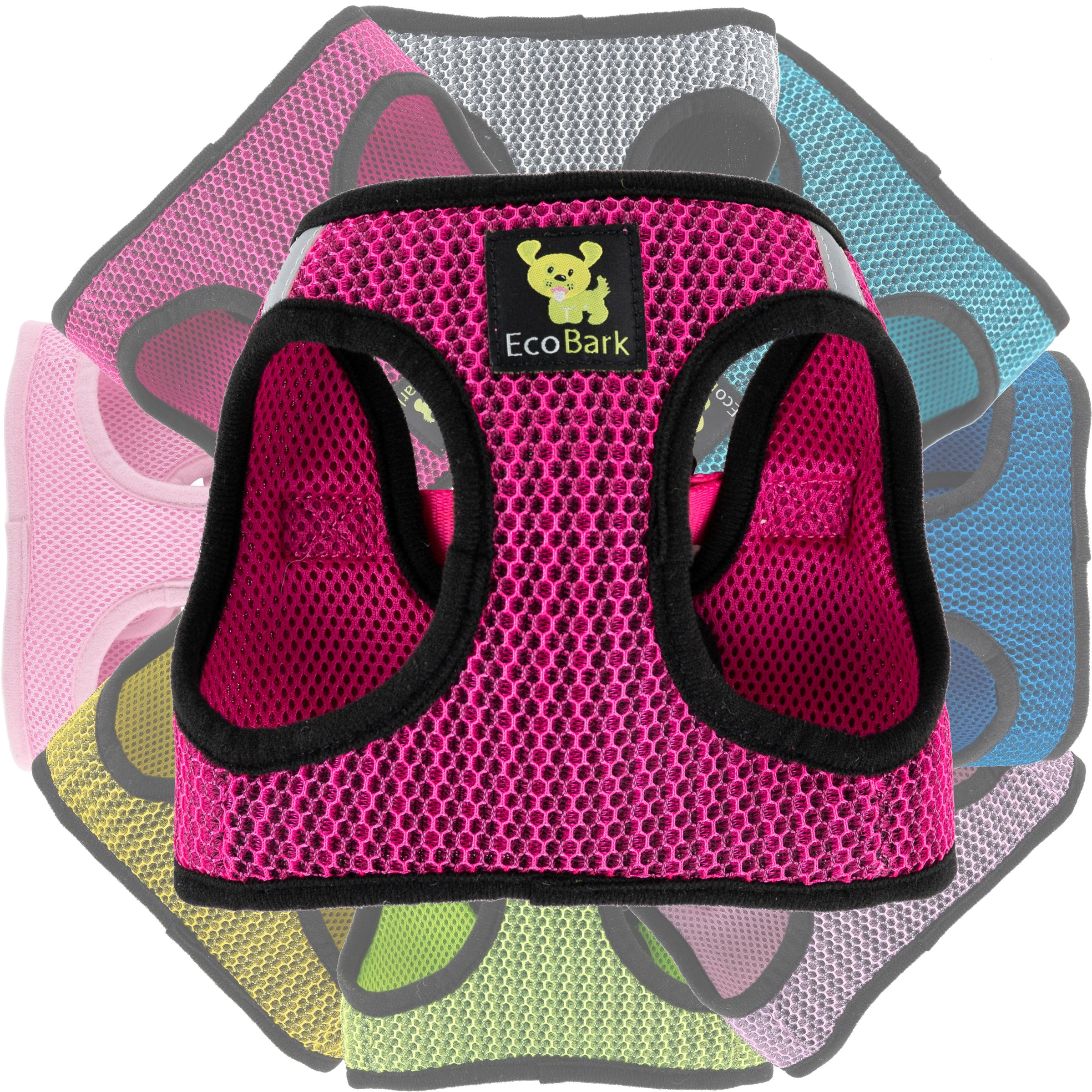 EcoBark Fuchsia Step In Dog Harness - Reflective Soft Mesh Harness for Teacup, Small Dogs and Puppies - BIG FRENCHIES
