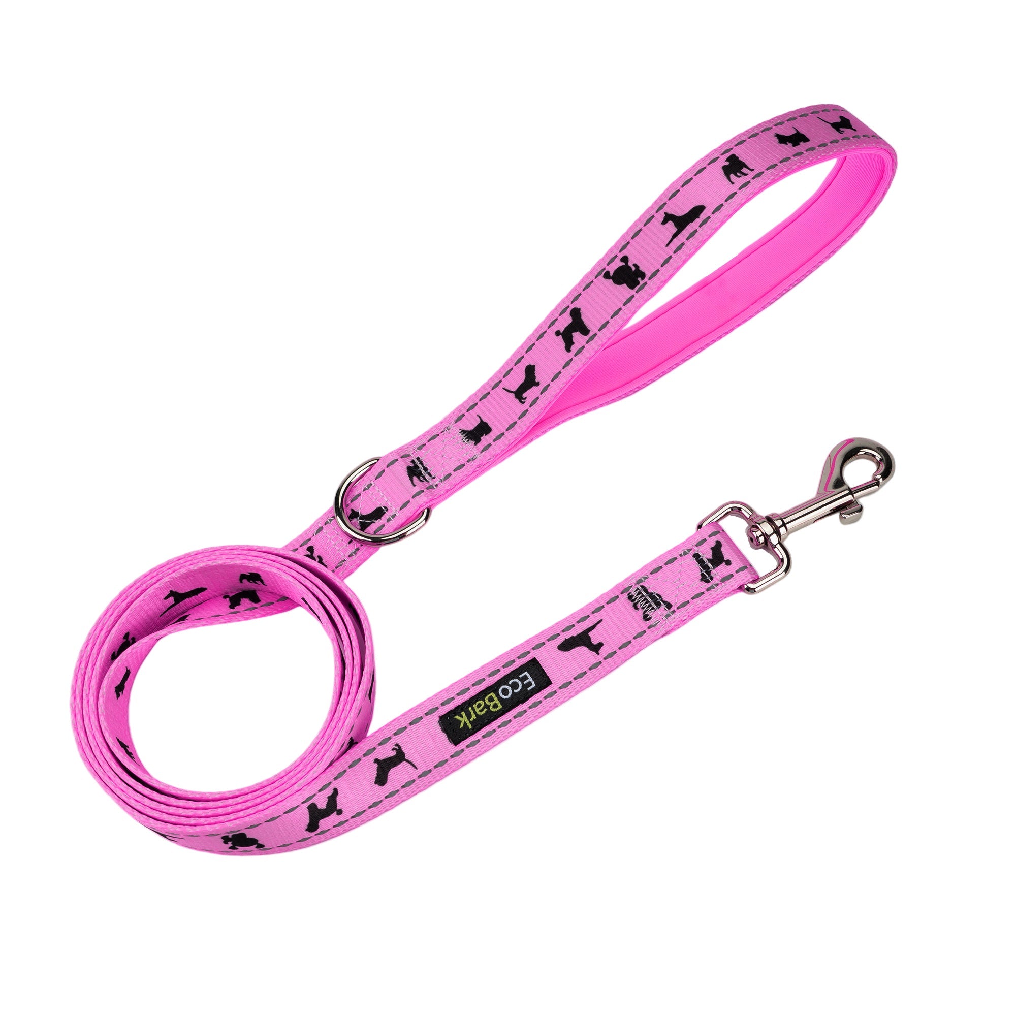 Pink Dog Leash by EcoBark - Padded Comfort Grip Leash - 4ft, 5ft, and 6ft Leash for Teacup, Small, and Medium Dogs - BIG FRENCHIES
