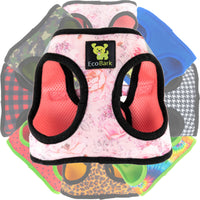 EcoBark French Floral Step In Dog Harness - Reflective Soft Mesh Harness for Teacup, Small Dogs and Puppies - BIG FRENCHIES