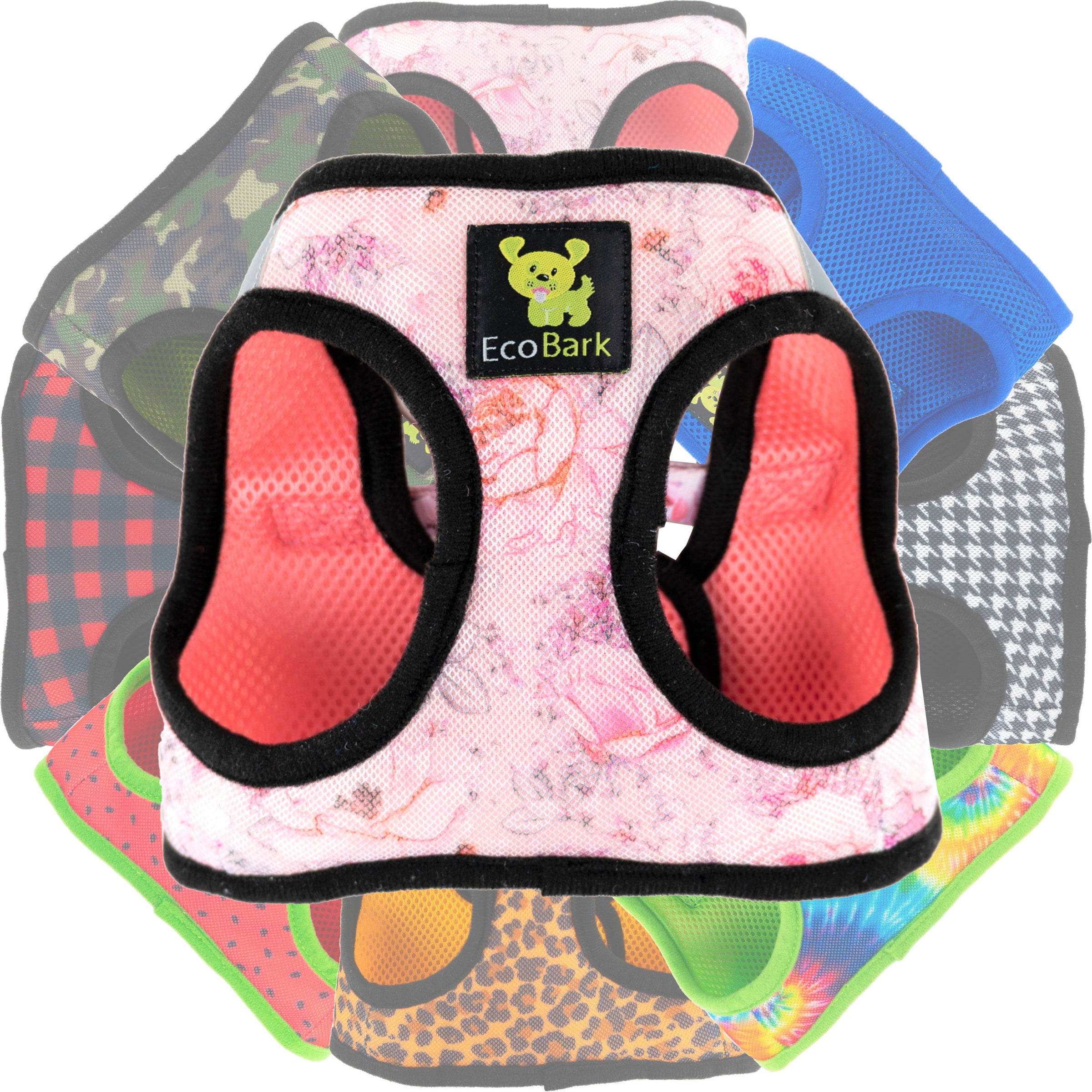 EcoBark French Floral Step In Dog Harness - Reflective Soft Mesh Harness for Teacup, Small Dogs and Puppies - BIG FRENCHIES