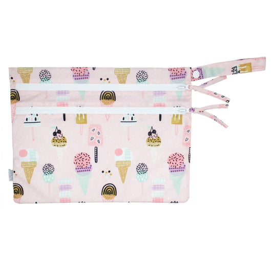 Pink Ice Cream - Waterproof Wet Bag (For mealtime, on-the-go, and more!) - BIG FRENCHIES