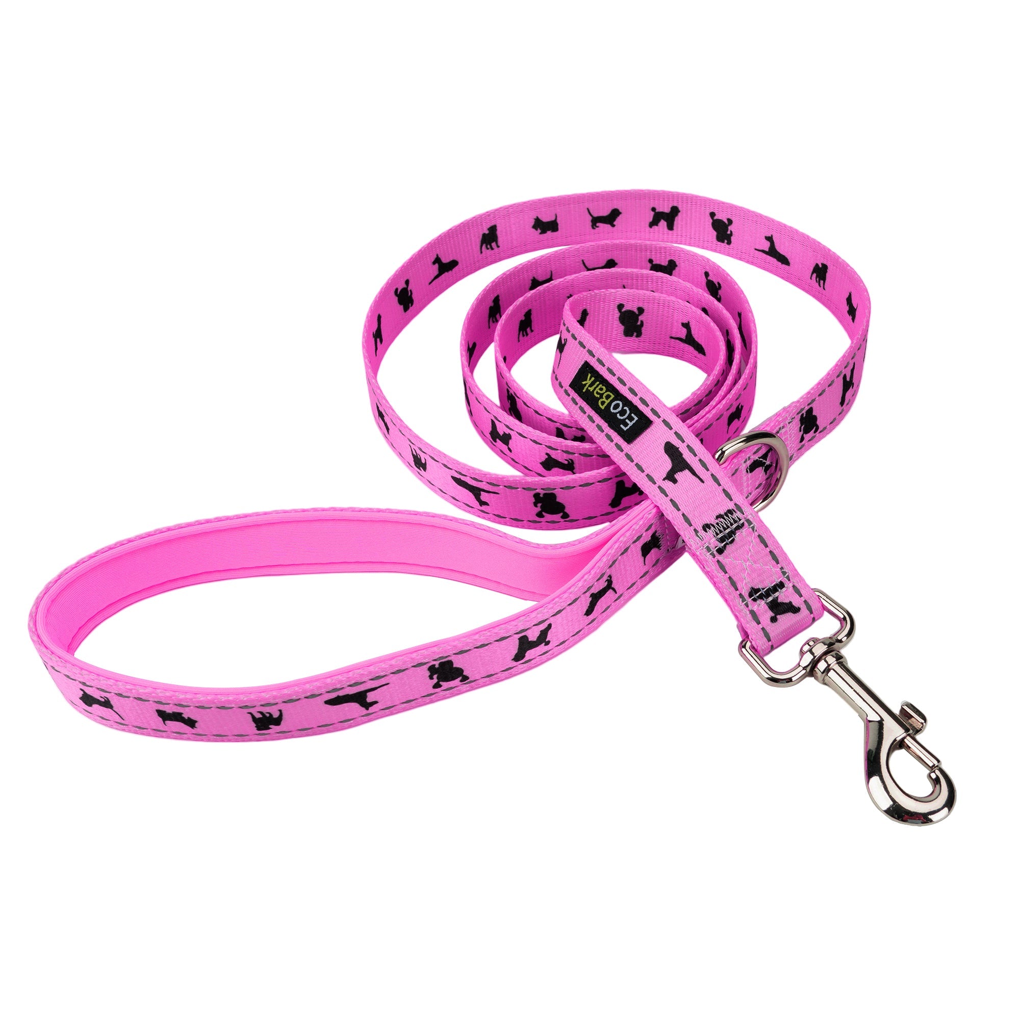 Pink Dog Leash by EcoBark - Padded Comfort Grip Leash - 4ft, 5ft, and 6ft Leash for Teacup, Small, and Medium Dogs - BIG FRENCHIES