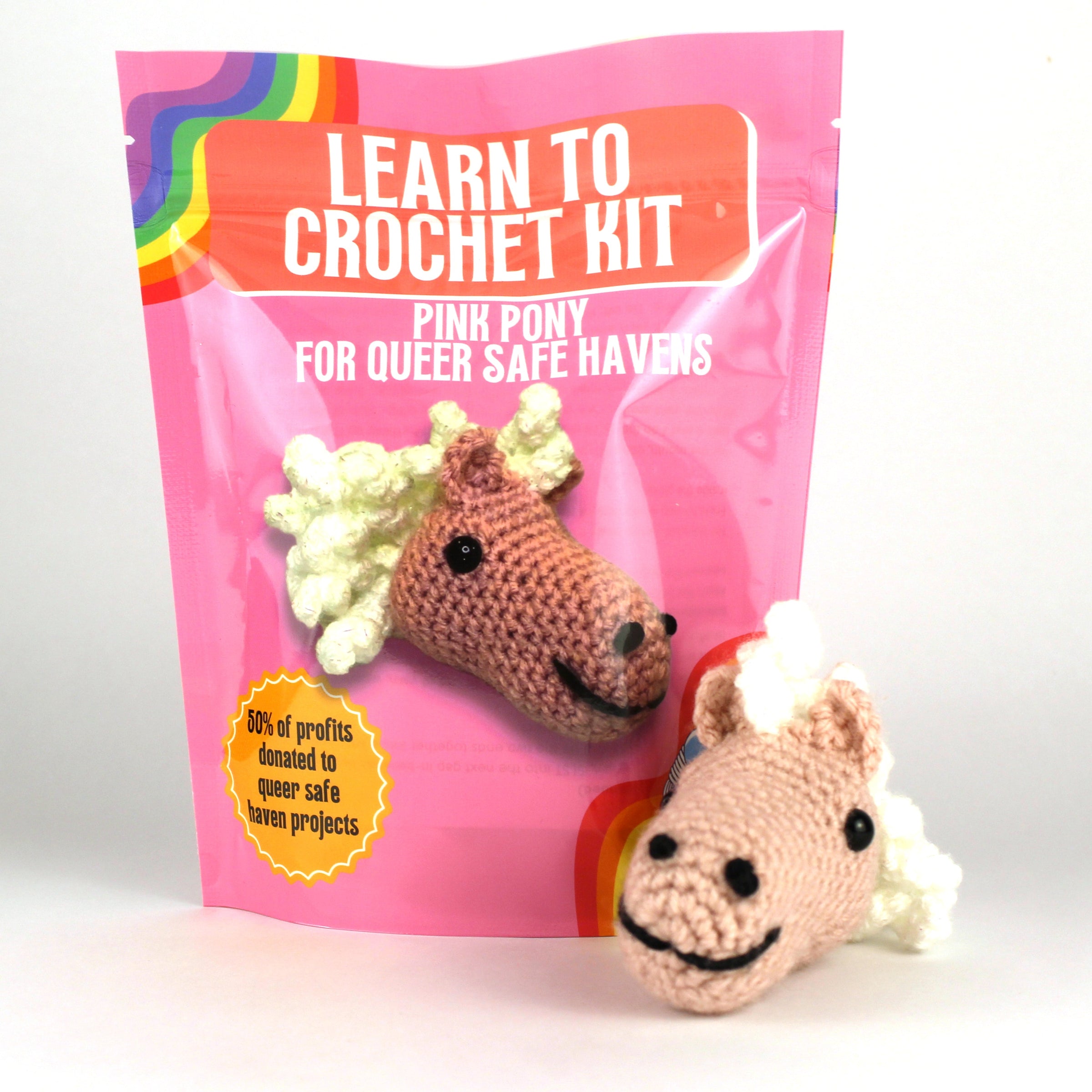 Pink Pony Learn to Crochet Kit For Queer Safe Havens