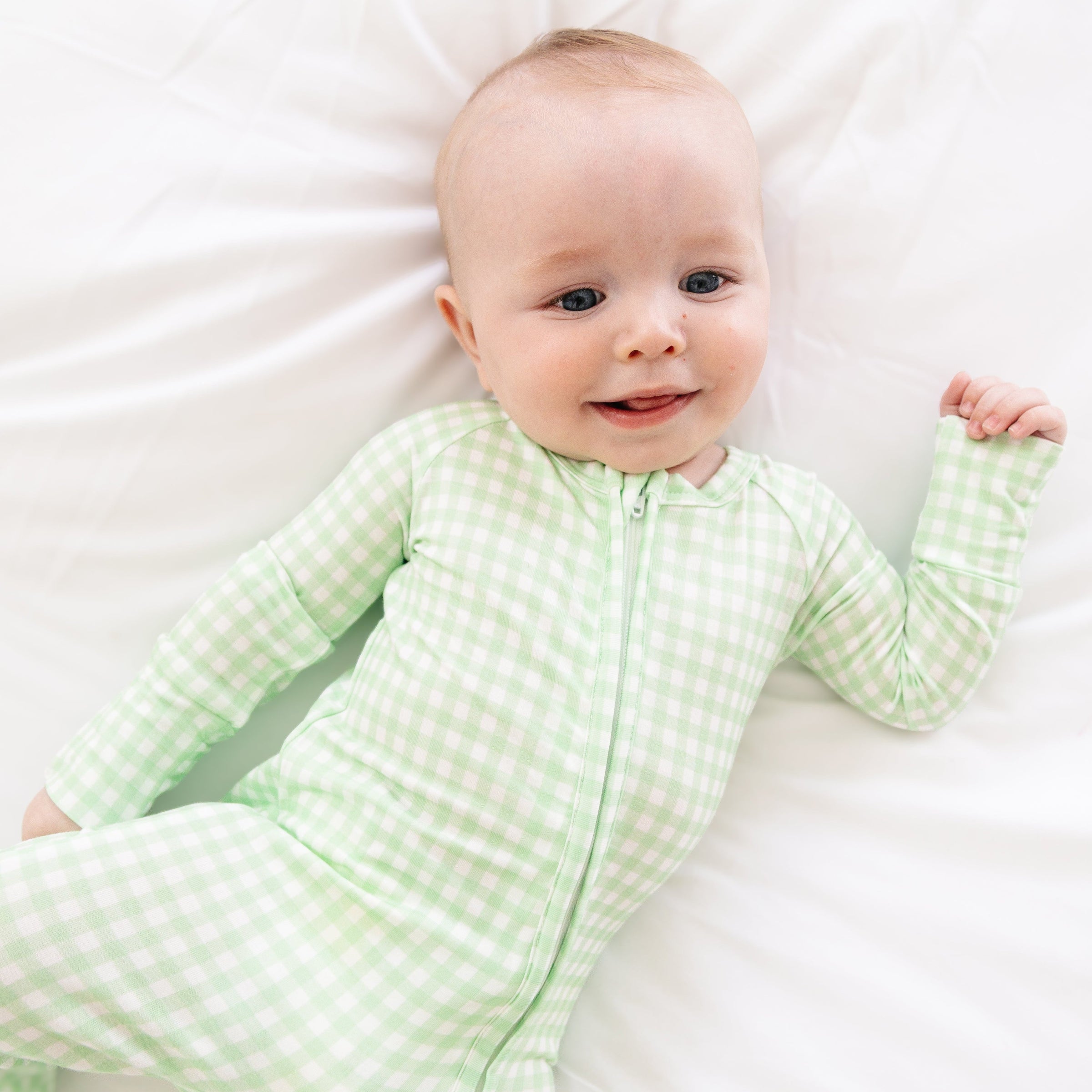 Pistachio Gingham Bamboo Sleeper - BIG FRENCHIES