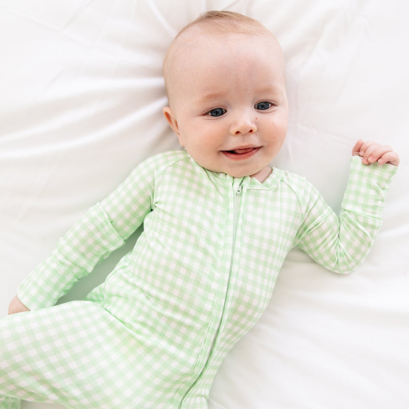 Pistachio Gingham Bamboo Sleeper - BIG FRENCHIES