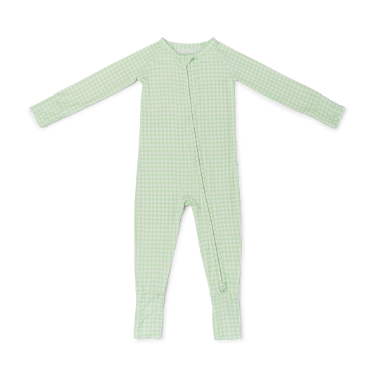 Pistachio Gingham Bamboo Sleeper - BIG FRENCHIES