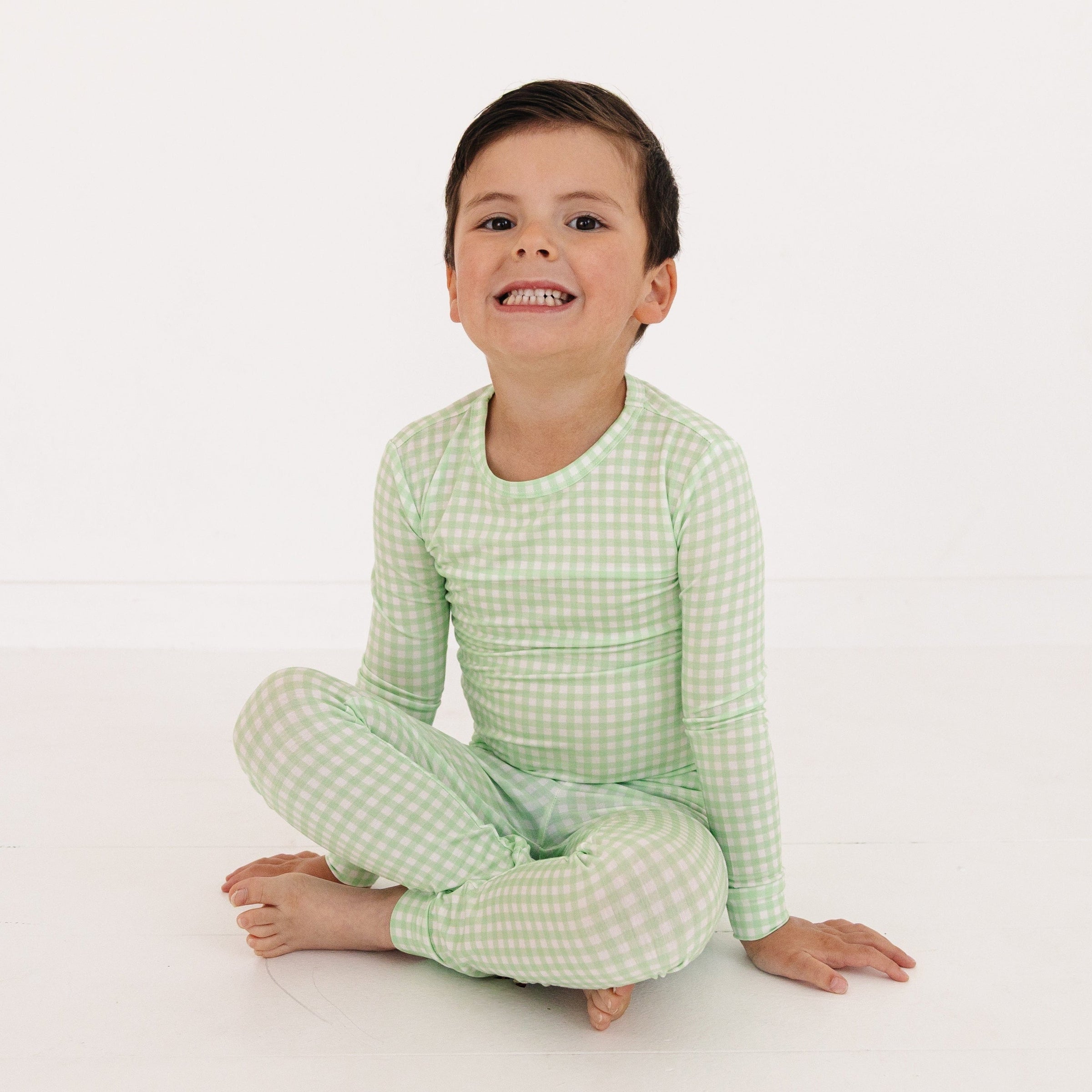 Pistachio Gingham Bamboo Toddler Pajama Set - BIG FRENCHIES