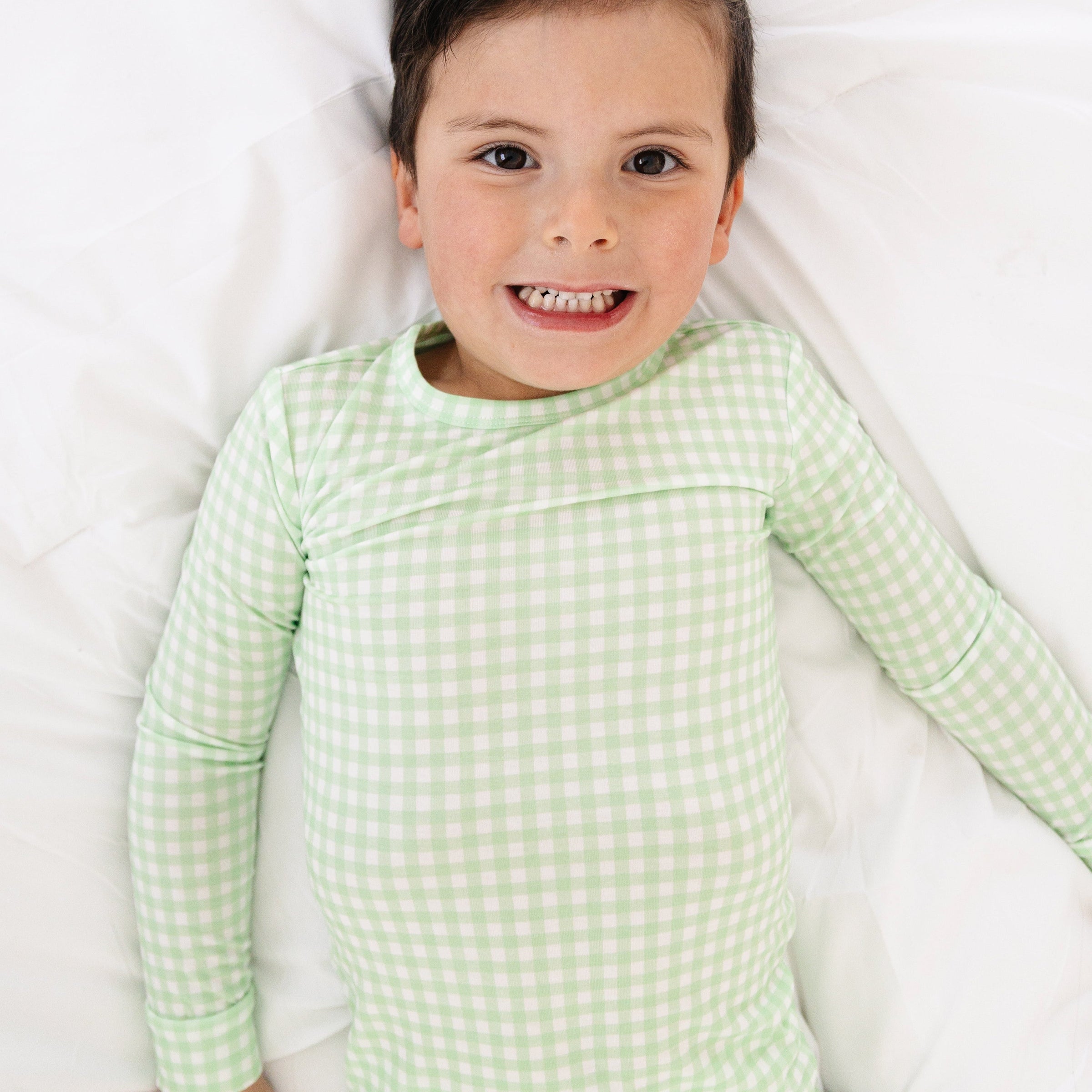Pistachio Gingham Bamboo Toddler Pajama Set - BIG FRENCHIES