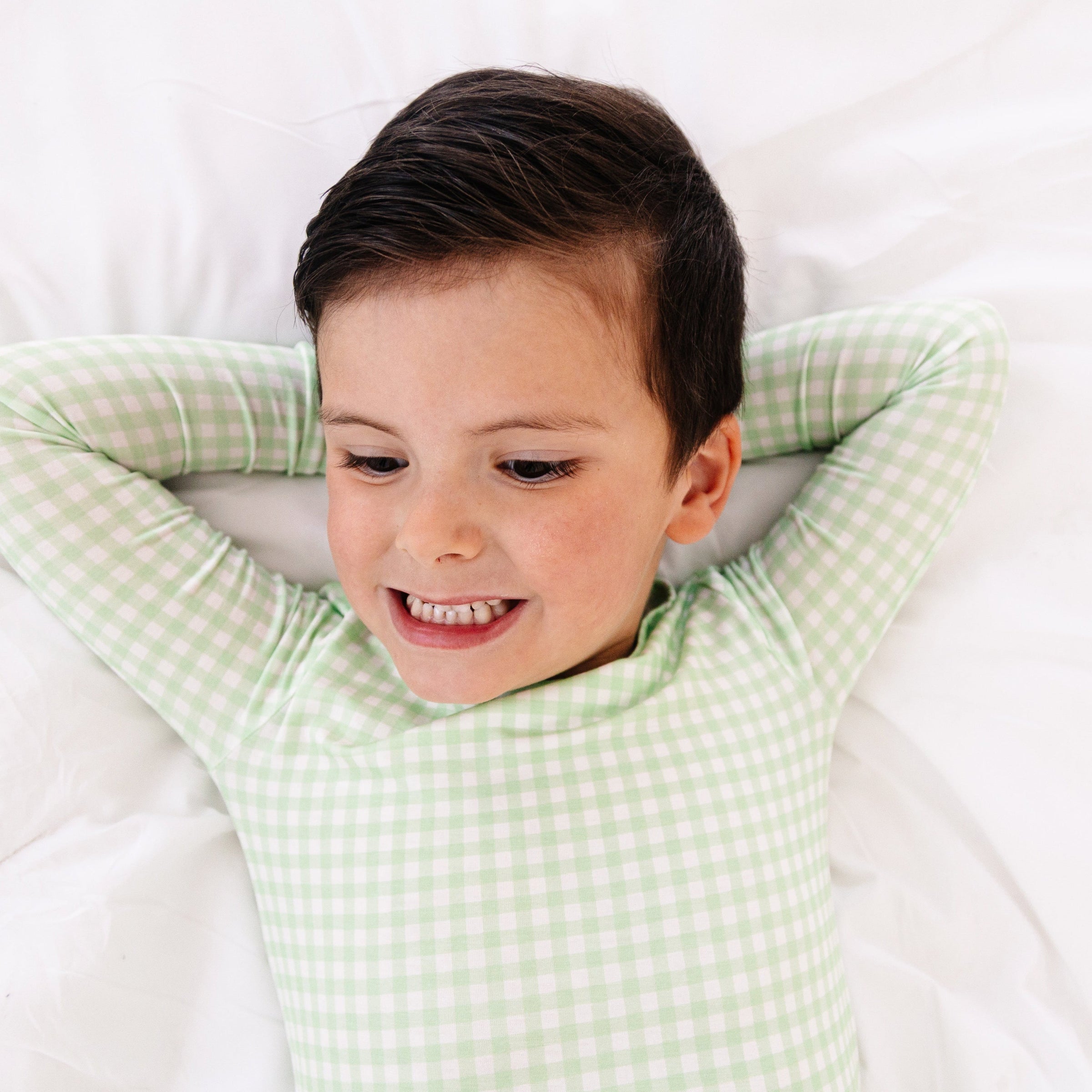 Pistachio Gingham Bamboo Toddler Pajama Set - BIG FRENCHIES