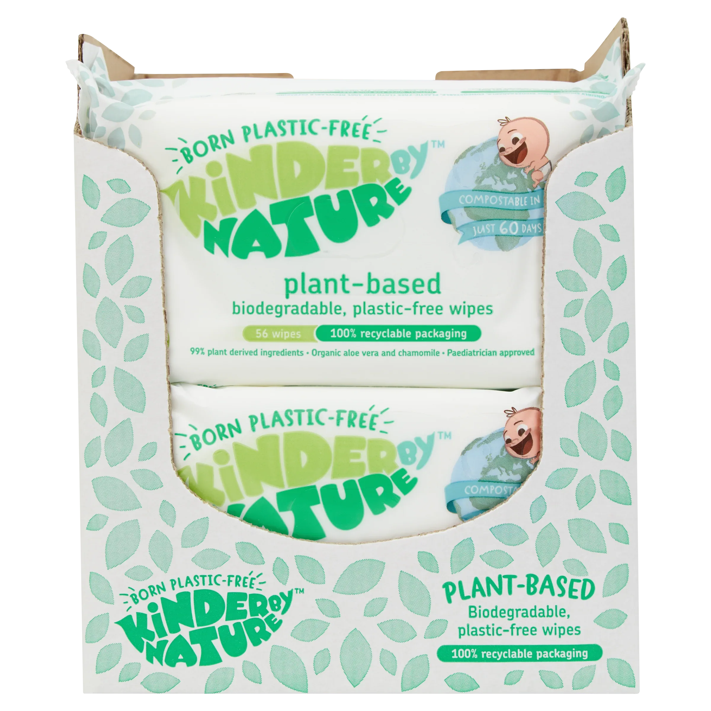 Kinder by Nature 100% Biodegradable Plant-Based Baby Wipes - 672 Count (12 packs of 56 wipes) - BIG FRENCHIES
